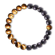 Load image into Gallery viewer, L&C Feng Shui Black Obsidian Wealth Bracelet - Tiger Eye Mens Bracelets Crystal Bring Luck Prosperity Stretch Beaded Bracelet for Women Anxiety Bracelet Oil Diffuser Couples Bracelets (Tiger Eye-8mm)