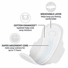Load image into Gallery viewer, Amazon Basics Ultra Thin Pads with Flexi-Wings for Periods, Extra Long Length, Super Absorbency, Unscented, Size 3, 112 Count, 4 Packs of 28 (Previously Solimo)