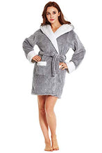 Load image into Gallery viewer, TIMSOPHIA Plush Robes for Womens Bathrobes with Hood Soft Animal Robes Cozy Warm Koala Gifts (Gray, S)