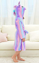 Load image into Gallery viewer, Doctor Unicorn Soft Unicorn Hooded Bathrobe Sleepwear Matching Doll & Girls (Bright Purple, 4-5T)