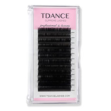 Load image into Gallery viewer, TDANCE Premium D Curl 0.18mm Thickness Semi Permanent Individual Eyelash Extensions Silk Classic Lashes Professional Salon Use Mixed 14-19mm Length In One Tray (D-0.18,14-19mm)