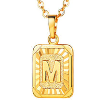 Load image into Gallery viewer, U7 Gold Monogran Necklace A-Z 26 Letters Pendant Men Womens Fashion Jewelry 18K Gold Plated Square Pendants Capital Initial Necklaces (M)
