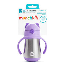 Load image into Gallery viewer, Munchkin Cool Cat Stainless Steel Straw Cup, 8 Ounce, Purple