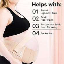 Load image into Gallery viewer, Pregnancy Belly Support Band, Maternity Belt And Organic Bamboo Nursing Breast Pads Bundle - Pelvic Support Belt (Classic Ivory, One Size) - 14 Washable Pads + Wash Bag (Pastel Touch, Large 4.8")