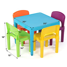 Load image into Gallery viewer, Humble Crew, Blue Table & Red/Green/Yellow/Purple Kids Lightweight Plastic Table and 4 Chairs Set, Square
