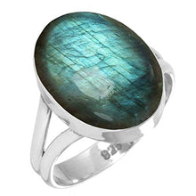 Load image into Gallery viewer, 925 Sterling Silver Ring Natural Labradorite Handmade Jewelry Size 10