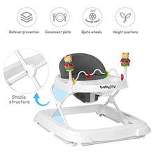 Load image into Gallery viewer, BABY JOY Baby Walker, Foldable Activity Walker Helper with Adjustable Height, Baby Activity Walker with High Back Padded Seat & Bear Toys, Gray
