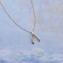 Load image into Gallery viewer, 14k solid yellow gold wishbone necklace, Zoe Lev jewelry