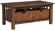 Load image into Gallery viewer, WE Furniture Rustic Wood Rectangle Coffee Accent Table Storage Baskets Living Room, 40 Inch, Dark Walnut