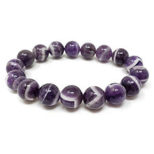 Load image into Gallery viewer, Chengmu 12mm Banded Amethyst Stretch Bracelet for Men Natural Round Beads Semi Precious Gemstone for Crystal Elastic Beaded Bracelet 8"