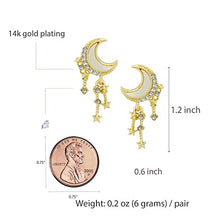 Load image into Gallery viewer, 14K Gold Plated Stars and Moon Stud Earrings with S925 Sterling Silver Needle for Women Girl Gifts Valentines/Birthday/Anniversary/Mother’s Day