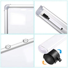Load image into Gallery viewer, Magnetic Mobile Whiteboard - 36x24" Adjustable Height and 360° Reversible Double-Sided Dry Erase Board Aluminum Frame - White Board with Stand, 4 Markers & Magnets