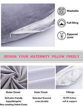 Load image into Gallery viewer, AS AWESLING 60in Full Body Pillow | Maternity Pillow and Pregnancy Pillows for Sleeping | Extra Large U Shaped Pillow with Detachable Side, Separate Support Pillow and Removable Cover (Grey)