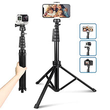 Load image into Gallery viewer, 62" Phone Tripod Accessory Kits, Aureday Camera & Cell Phone Tripod Stand with Wireless Remote and Universal Tripod Head Mount, Perfect for Selfies/Video Recording/Vlogging/Live Streaming