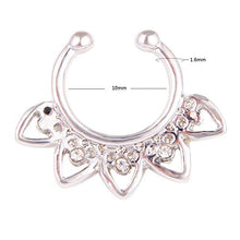 Load image into Gallery viewer, 16pcs Fake Nose Rings Hoop Stainless Steel Faux Fake Lip Ear Nose Septum Ring Non-Pierced Clip On Nose Hoop Rings