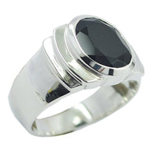 Load image into Gallery viewer, 55Carat Natural Black Onyx Sterling Silver Men Handmade Ring Oval Shape Astrology US 4,5,6,7,8,9,10,11,12