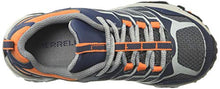 Load image into Gallery viewer, Merrell Unisex-Kid's Moab FST Low WTRPF Hiking Shoe, Navy/Grey/Orange, 2 M US Little Kid