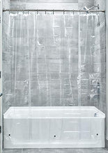 Load image into Gallery viewer, iDesign Vinyl Plastic Long Shower Curtain Liner, Mold and Mildew Resistant Plastic Shower Curtain for use Alone or With Fabric Curtain, 54" x 78" Inches, Clear