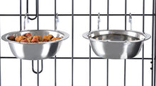 Load image into Gallery viewer, Stainless Steel Hanging Pet Bowls for Dogs and Cats- Cage, Kennel, and Crate Feeder Dish for Food and Water- Set of 2, 8 oz Each By PETMAKER