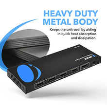 Load image into Gallery viewer, 4K 1x4 HDMI Splitter by OREI - 1 Port to 4 HDMI Display Duplicate/Mirror - Powered Splitter Ver 1.4 Certified for Full HD 1080P High Resolution & 3D Support (One Input To Four Outputs) - HD-104 Black