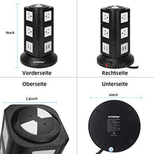 Load image into Gallery viewer, Power Strip Lanshion Surge Protector with Overload Protection with 6 Outlet and 3 USB,1250W 15A 125V, 6.5 Feet Extension Cord -Black