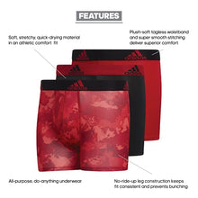 Load image into Gallery viewer, adidas Kids-Boy's Performance Boxer Briefs Underwear (3-Pack), Scarlet Continent Camo/Black/Scarlet, Small