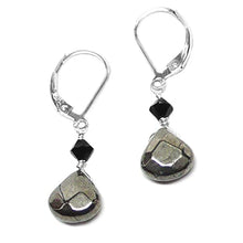 Load image into Gallery viewer, Pyrite Briolette Gold-Filled Lever Back Earrings Crystal