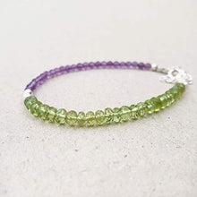 Load image into Gallery viewer, Natural Amethyst Bead Bracelet for Women Peridot Jewelry Sterling Silver August Birthstone Gift