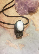 Load image into Gallery viewer, Spirit Warrior. Black Tourmaline Necklace. Raw Stone Jewelry w Moonstone Pendant. Mens Crystal Necklace. Spiritual jewelry