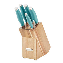 Load image into Gallery viewer, Rachael Ray Cucina Japanese Stainless Steel Knife Kitchen Cutlery Wooden Block Set, 6 Piece, Agave Blue