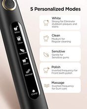 Load image into Gallery viewer, Fairywill Electric Toothbrush for Adults with 5 Modes, Smart Timer, 8 Brush Heads, Fully Rechargeable with One 4 Hr Charge Last 30 Days, Whitening Ultra Sonic Toothbrushes with A Travel Case in Black