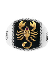 Load image into Gallery viewer, Effy 925 Sterling Silver & 18K Yellow Gold Onyx & Ruby Scorpion Ring, 5 TCW IRS0M667RX
