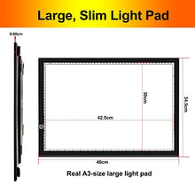 Load image into Gallery viewer, A3 Diamond Painting Light Pad with Built-in Stand, Hawanik A3 Large LED Tracing Light Box with Stand for Vinyl Weeding Drawing