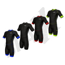 Load image into Gallery viewer, Sparx Triathlon Race Suit | Short Sleeve Aero Tri Suit | Men Triathlon Suit | Triathlon Race Suit 2017 | Skinsuit | Trisuit | Swim-Bike-Run (Black/Black, Medium)