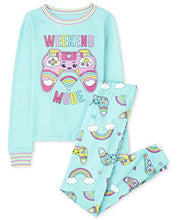 Load image into Gallery viewer, The Children's Place Single Girls Long Sleeve 2 Piece Snug Fit Cotton Pajamas, Weekend Mode, 6