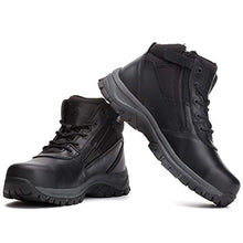 Load image into Gallery viewer, OUXX Mens Work Boots, YKK Zipper, Steel Toe Slip-Resistant Rubber Leather Safety Shoes, Waterproof, Puncture-Proof, Breathable, Comfortable(Black, OX018, US 7.5)