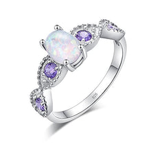 Load image into Gallery viewer, CiNily White Fire Opal Amethyst Women Jewelry Gemstone Silver Plated Ring Size 9