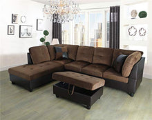 Load image into Gallery viewer, Ainehome 3 PCS Living Room Set, Sectional Sofa Set, Sectional Sofa in Home, with Storage Ottoman and Matching Pillows (Left Hand Facing, Chocolate)