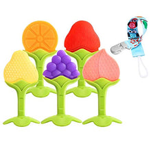 Load image into Gallery viewer, PandaEar Baby Training Massaging Toy Teether: 5-Pack Fruit Set & Nylon Loop | Soothes Gums Promotes Healthy Oral Development | Food Grade Soft Safe BPA-Free Silicone | Babies Toddlers Infants