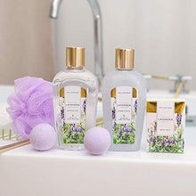 Load image into Gallery viewer, Bath Baskets for Women Gift, Home Spa Gift Basket for Women, Spa Luxetique Lavender Spa Set with Body Lotion, Bath Salt, Bath Bombs, Relaxation Bath Gifts for Women, Mother’s Day Gift Baskets
