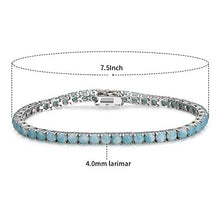 Load image into Gallery viewer, 18K White Gold Plated 5.0 Round Gemstone Tennis Bracelet, Fashion Jewelry Gift for Women and Girl -Opal and Larimar (Larimar stone)