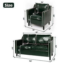 Load image into Gallery viewer, Mid Century Modern 3 Piece Sectional Sofa Set Couches for Living Room Faux Leather Armrest Office Couch Set Loveseat for Small Spaces, Home Furniture Green (Loveseat + 2 Single (3pcs), Green & White)