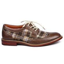 Load image into Gallery viewer, Metrocharm MET525-1 Men's Plaid Lace Up Wing Tip Classic Oxford Dress Shoes (10, Brown/Beige)