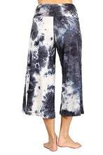 Load image into Gallery viewer, HEYHUN Women's Solid Wide Leg Flared Capri Boho Gaucho Pants w/Lace Detail - Black