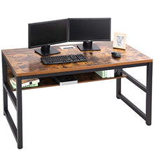 Load image into Gallery viewer, TOPSKY 55" Computer Desk with Bookshelf/Metal Desk Grommet Hole Cable Cover (Industrial/Rustic Brown)