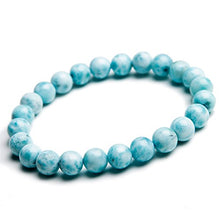 Load image into Gallery viewer, 7mm Natural Blue Larimar Gemstone Crystal Round Bead Stretch Bracelet