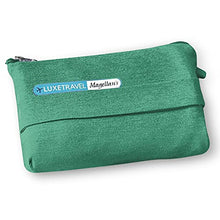 Load image into Gallery viewer, Portable, Soft, Lightweight Travel Blanket with Bag for Airplane, Taxi Cabs, Concerts or Picnics; Back Strap to Attach to Luggage (Green)