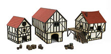 Load image into Gallery viewer, War World Gaming Medieval Town Cottage, Townhouse & Barn Set (Painted / unpainted) & Resin Accessories – 28mm/Heroic Fantasy Wargaming Terrain