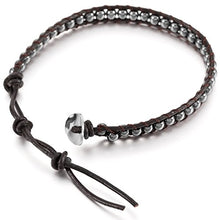 Load image into Gallery viewer, MOWOM Alloy Genuine Leather Bracelet Bangle Cuff Rope for Women Boys Kids Gemstone Beads Braided 1 Wraps & 2 Wraps Stone Adjustable Handmade Jewelry Gift