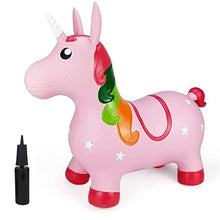Load image into Gallery viewer, INPANY Pink Unicorn Hopper, Horse Hopper, Bouncy Inflatable Animal Ride-on Toy for Children, Boys and Girls, Toddlers (Pump Included)